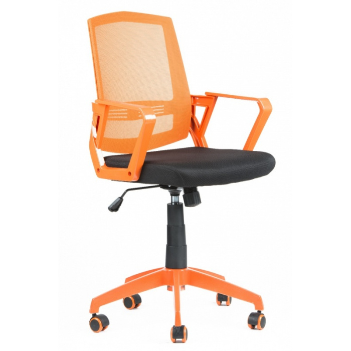 studentská židle SUN, oranžové područky, oranžový opěrák, černý sedák
