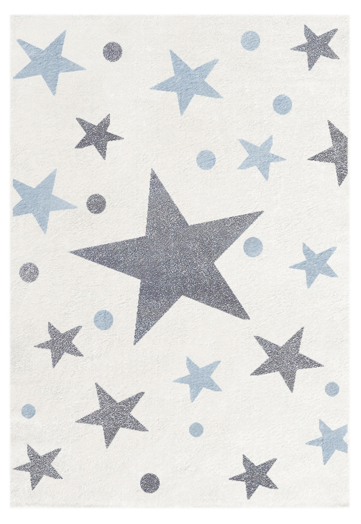 Dětský koberec STARS krémová/modrá  gallery main image