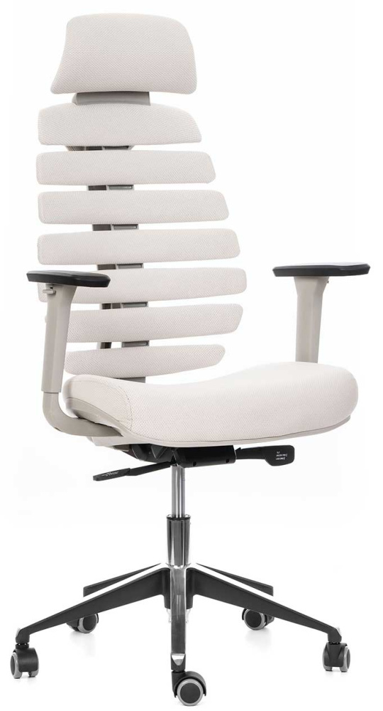 kancelářská židle FISH BONES PDH šedý plast,  smetanová 26-61, 3D područky gallery main image