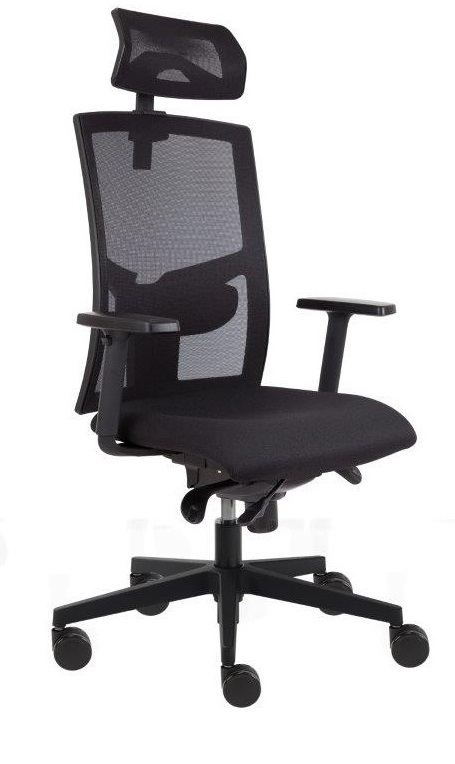 kancelářská židle GAME ŠÉF, T-synchro, sedák černá koženka gallery main image