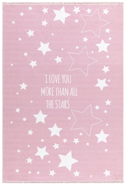 Dětský koberec LOVE YOU STARS růžová/bíla