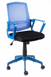 studentská židle SUN, modré područky, modrý opěrák, černý sedák