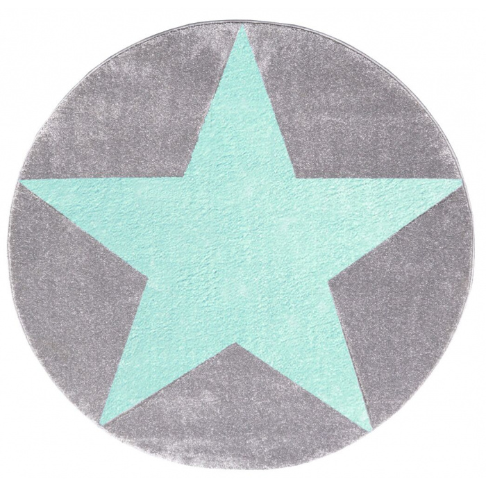 Dětský koberec STAR stříbrno-šedý/mátový