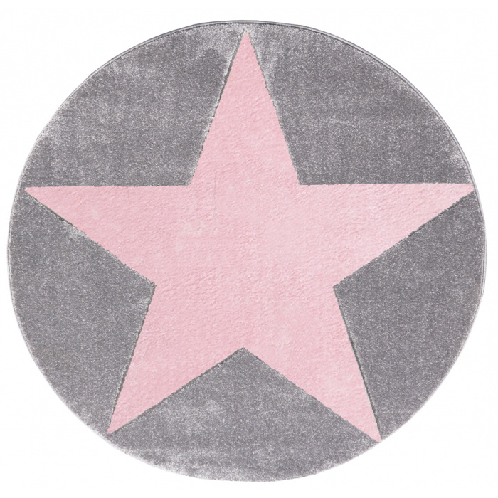 Dětský koberec STAR stříbrno-šedý/růžový
