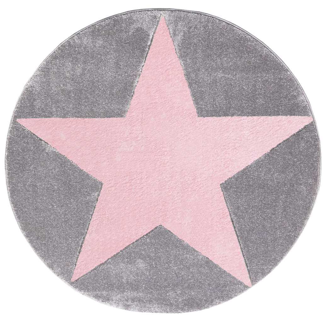 Dětský koberec STAR stříbrno-šedý/růžový gallery main image