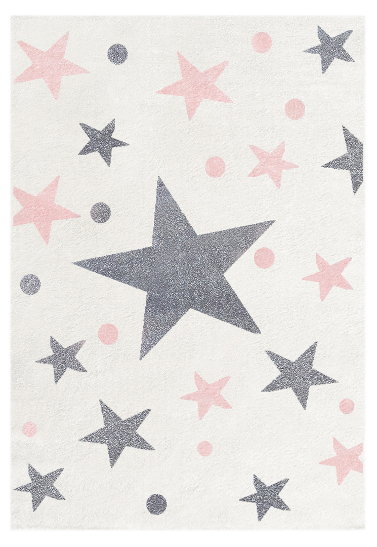 Dětský koberec STARS krémová/růžová gallery main image