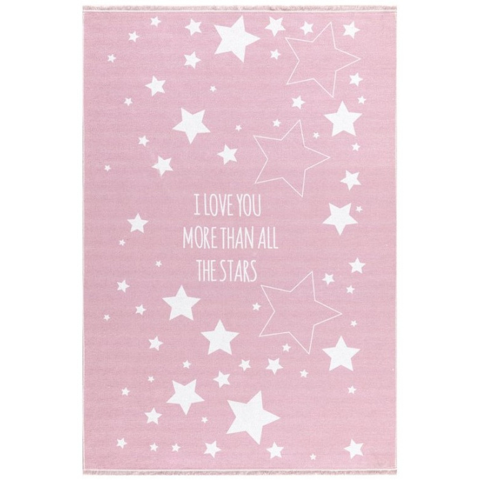 Dětský koberec LOVE YOU STARS růžová/bíla 100x160 cm